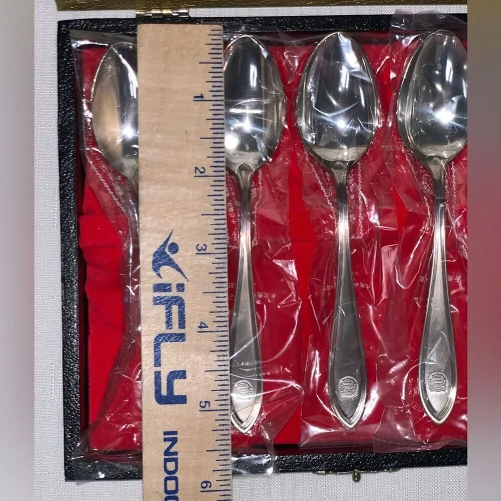 VINTAGE Silver Demitasse Spoon Set of 6 Set New In Box NYK LINE Collectible